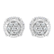Bids.com .925 Sterling Silver 1/3 cttw Round-cut Diamond Floral Stud Earring (I-J Clarity, I3 Color) Earrings