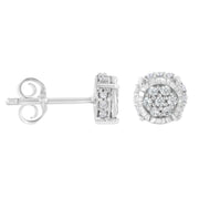 Bids.com .925 Sterling Silver 1/3 cttw Round-cut Diamond Floral Stud Earring (I-J Clarity, I3 Color) Earrings