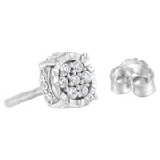 Bids.com .925 Sterling Silver 1/3 cttw Round-cut Diamond Floral Stud Earring (I-J Clarity, I3 Color) Earrings