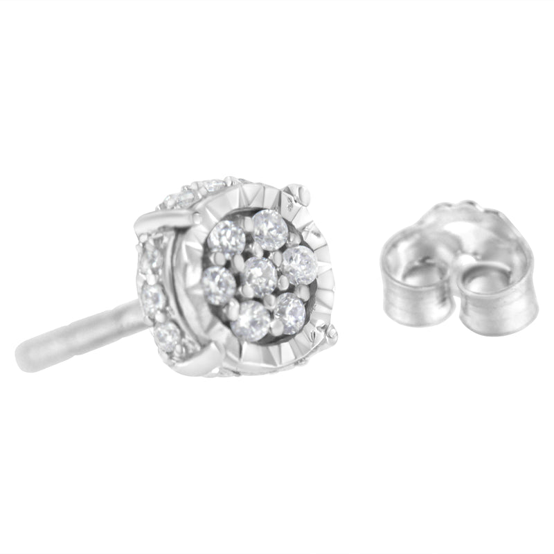 Bids.com .925 Sterling Silver 1/3 cttw Round-cut Diamond Floral Stud Earring (I-J Clarity, I3 Color) Earrings