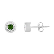 Bids.com .925 Sterling Silver 1/5 Cttw Round Brilliant-Cut Green Diamond Miracle-Set Stud Earrings (Fancy Color-Enhanced, I1-I2 Clarity) Earrings
