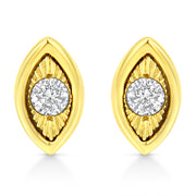Bids.com 10K Yellow Gold Plated .925 Sterling Silver 1/10 Cttw Miracle-Set Diamond Circle Shape Stud Earrings (K-L Color, I2-I3 Clarity) Earrings