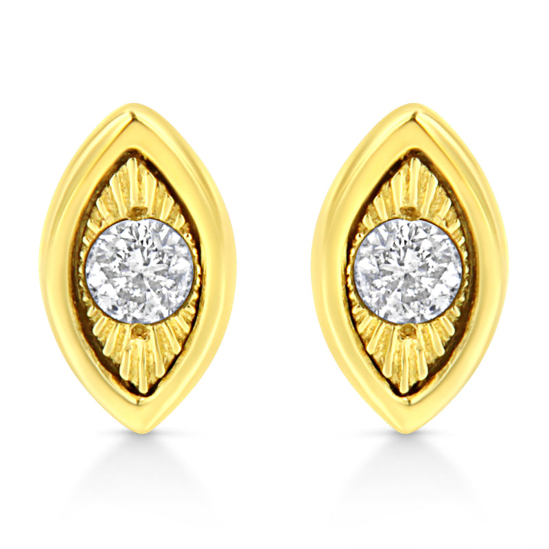 Bids.com 10K Yellow Gold Plated .925 Sterling Silver 1/10 Cttw Miracle-Set Diamond Circle Shape Stud Earrings (K-L Color, I2-I3 Clarity) Earrings