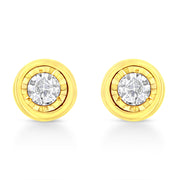 Bids.com 10K Yellow Gold Plated .925 Sterling Silver 1/10 Cttw Miracle-Set Diamond Circle Shape Stud Earrings (K-L Color, I2-I3 Clarity) Earrings
