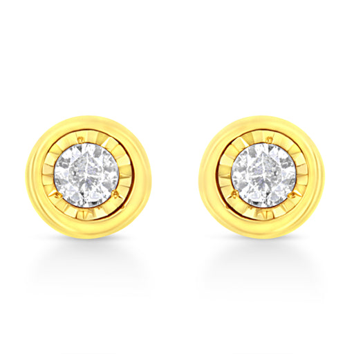 Bids.com 10K Yellow Gold Plated .925 Sterling Silver 1/10 Cttw Miracle-Set Diamond Circle Shape Stud Earrings (K-L Color, I2-I3 Clarity) Earrings