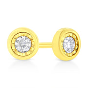 Bids.com 10K Yellow Gold Plated .925 Sterling Silver 1/10 Cttw Miracle-Set Diamond Circle Shape Stud Earrings (K-L Color, I2-I3 Clarity) Earrings