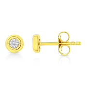 Bids.com 10K Yellow Gold Plated .925 Sterling Silver 1/10 Cttw Miracle-Set Diamond Circle Shape Stud Earrings (K-L Color, I2-I3 Clarity) Earrings
