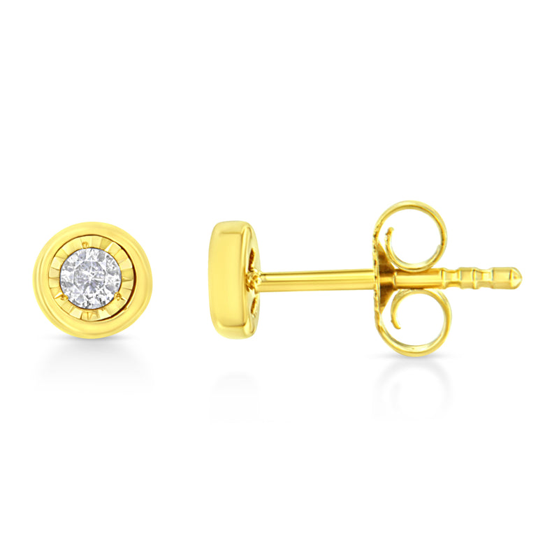 Bids.com 10K Yellow Gold Plated .925 Sterling Silver 1/10 Cttw Miracle-Set Diamond Circle Shape Stud Earrings (K-L Color, I2-I3 Clarity) Earrings