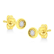 Bids.com 10K Yellow Gold Plated .925 Sterling Silver 1/10 Cttw Miracle-Set Diamond Circle Shape Stud Earrings (K-L Color, I2-I3 Clarity) Earrings