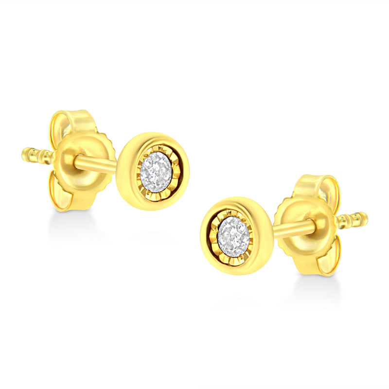 Bids.com 10K Yellow Gold Plated .925 Sterling Silver 1/10 Cttw Miracle-Set Diamond Circle Shape Stud Earrings (K-L Color, I2-I3 Clarity) Earrings
