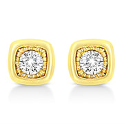 Bids.com 10K Yellow Gold Plated .925 Sterling Silver 1/10 Cttw Miracle-Set Diamond Circle Shape Stud Earrings (K-L Color, I2-I3 Clarity) Earrings