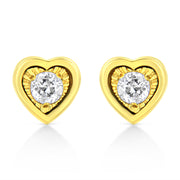 Bids.com 10K Yellow Gold Plated .925 Sterling Silver 1/10 Cttw Miracle-Set Diamond Circle Shape Stud Earrings (K-L Color, I2-I3 Clarity) Earrings