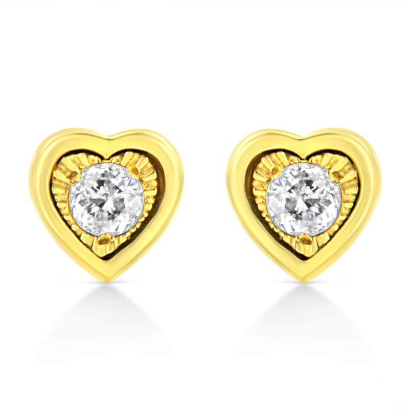 Bids.com 10K Yellow Gold Plated .925 Sterling Silver 1/10 Cttw Miracle-Set Diamond Circle Shape Stud Earrings (K-L Color, I2-I3 Clarity) Earrings
