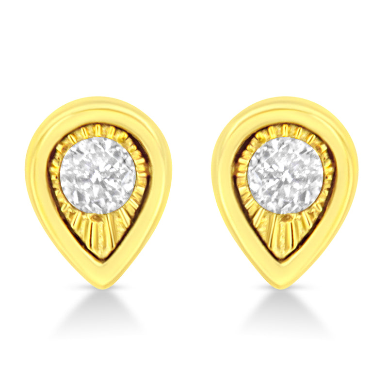 Bids.com 10K Yellow Gold Plated .925 Sterling Silver 1/10 Cttw Miracle-Set Diamond Circle Shape Stud Earrings (K-L Color, I2-I3 Clarity) Earrings