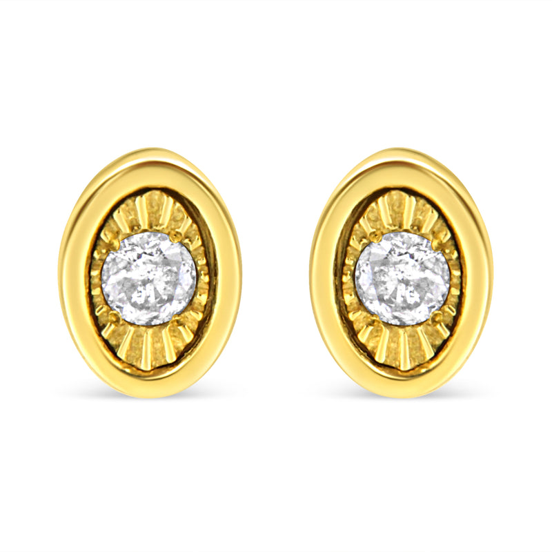 Bids.com 10K Yellow Gold Plated .925 Sterling Silver 1/10 Cttw Miracle-Set Diamond Circle Shape Stud Earrings (K-L Color, I2-I3 Clarity) Earrings