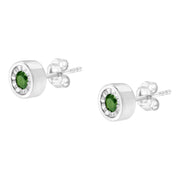 Bids.com .925 Sterling Silver 1/4 Cttw Round Brilliant-Cut Green Diamond Miracle-Set Stud Earrings (Fancy Color-Enhanced, I1-I2 Clarity) Earrings