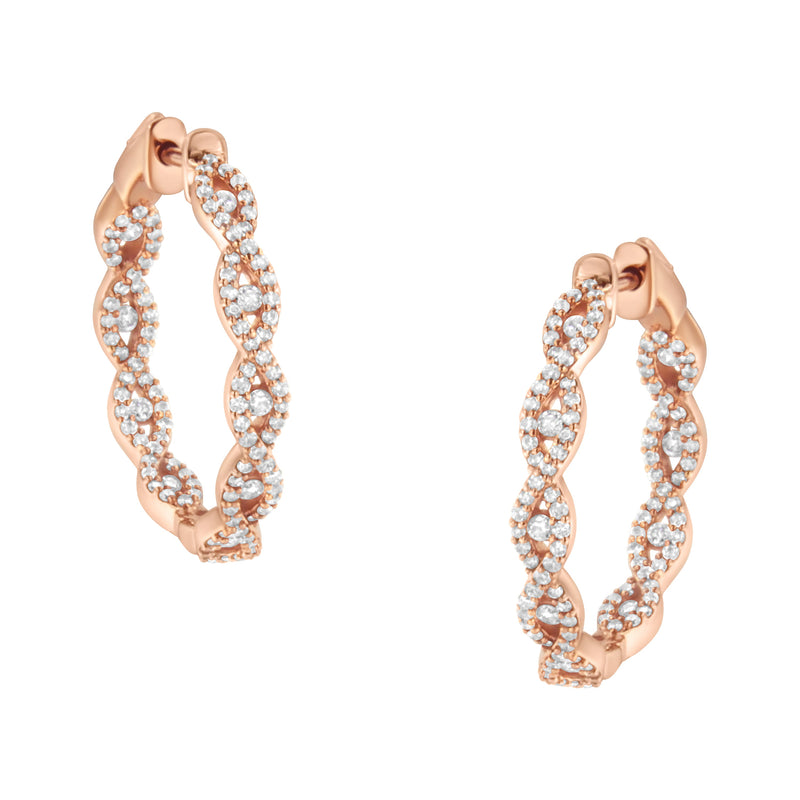 Bids.com 10K Rose Gold Diamond Hoop Earring (1 cttw, H-I Color, I1-I2 Clarity) Earrings