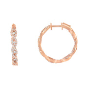 Bids.com 10K Rose Gold Diamond Hoop Earring (1 cttw, H-I Color, I1-I2 Clarity) Earrings