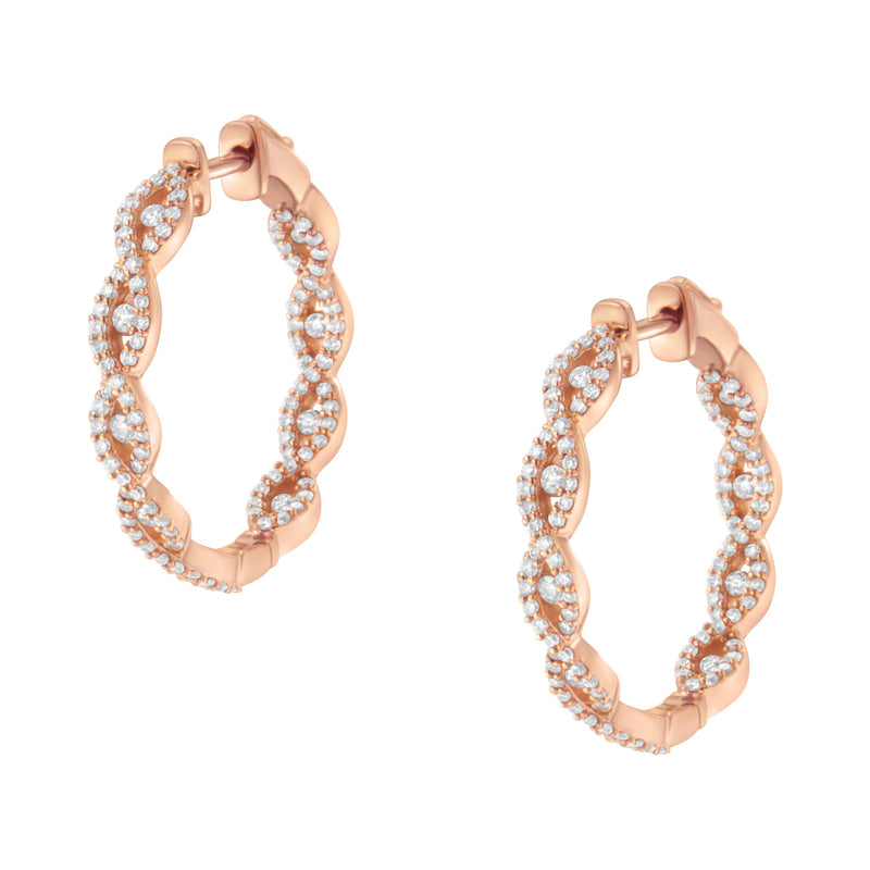 Bids.com 10K Rose Gold Diamond Hoop Earring (1 cttw, H-I Color, I1-I2 Clarity) Earrings
