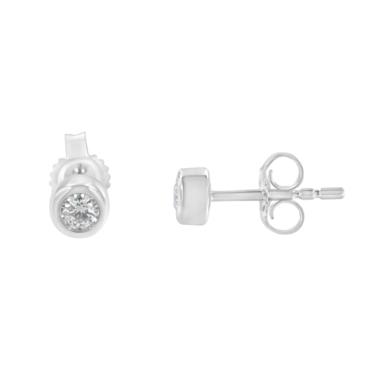 Bids.com 10K White Gold 0.15 Cttw Round Brilliant-Cut Near Colorless Diamond Bezel-Set Stud Earrings (H-I Color, I1-I2 Clarity) Earrings