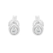 Bids.com 10K White Gold 0.15 Cttw Round Brilliant-Cut Near Colorless Diamond Bezel-Set Stud Earrings (H-I Color, I1-I2 Clarity) Earrings