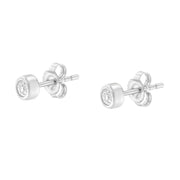 Bids.com 10K White Gold 0.15 Cttw Round Brilliant-Cut Near Colorless Diamond Bezel-Set Stud Earrings (H-I Color, I1-I2 Clarity) Earrings