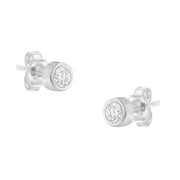 Bids.com 10K White Gold 1/5 Cttw Round Brilliant-Cut Near Colorless Diamond Bezel-Set Stud Earrings (H-I Color, I1-I2 Clarity) Earrings