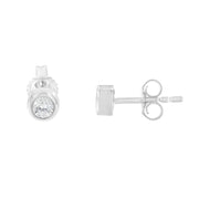 Bids.com 10K White Gold 1/5 Cttw Round Brilliant-Cut Near Colorless Diamond Bezel-Set Stud Earrings (H-I Color, I1-I2 Clarity) Earrings