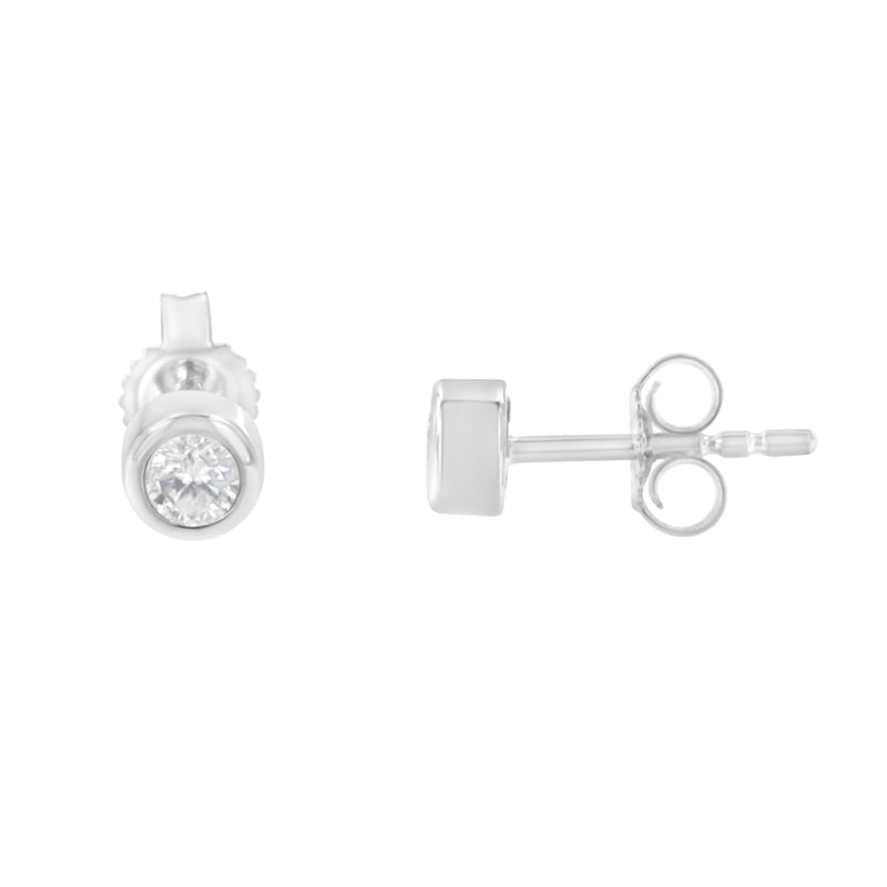 Bids.com 10K White Gold 1/5 Cttw Round Brilliant-Cut Near Colorless Diamond Bezel-Set Stud Earrings (H-I Color, I1-I2 Clarity) Earrings