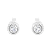 Bids.com 10K White Gold 1/4 Cttw Round Brilliant-Cut Near Colorless Diamond Bezel-Set Stud Earrings (H-I Color, I1-I2 Clarity) Earrings