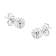Bids.com 10K White Gold 0.30 Cttw Round Brilliant-Cut Near Colorless Diamond Bezel-Set Stud Earrings (H-I Color, I1-I2 Clarity) Earrings