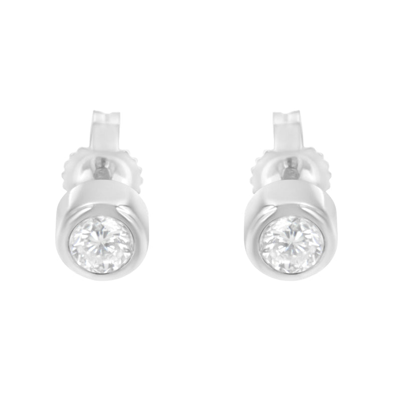 Bids.com 10K White Gold 0.30 Cttw Round Brilliant-Cut Near Colorless Diamond Bezel-Set Stud Earrings (H-I Color, I1-I2 Clarity) Earrings