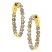 Bids.com 10K Yellow Gold Plated Sterling Silver Diamond Hoop Earrings (2 cttw, K-L Color, I2-I3 Clarity) Earrings