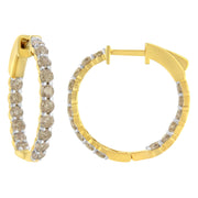 Bids.com 10K Yellow Gold Plated Sterling Silver Diamond Hoop Earrings (2 cttw, K-L Color, I2-I3 Clarity) Earrings