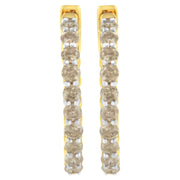 Bids.com 10K Yellow Gold Plated Sterling Silver Diamond Hoop Earrings (2 cttw, K-L Color, I2-I3 Clarity) Earrings