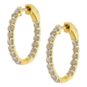 Bids.com 10K Yellow Gold Plated Sterling Silver Diamond Hoop Earrings (2 cttw, K-L Color, I2-I3 Clarity) Earrings