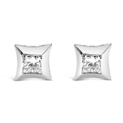 Bids.com 10K White Gold 1/2 Cttw Invisible Set Princess-Cut Diamond Stud Earrings (H-I Color, SI2-I1 Clarity) Earrings