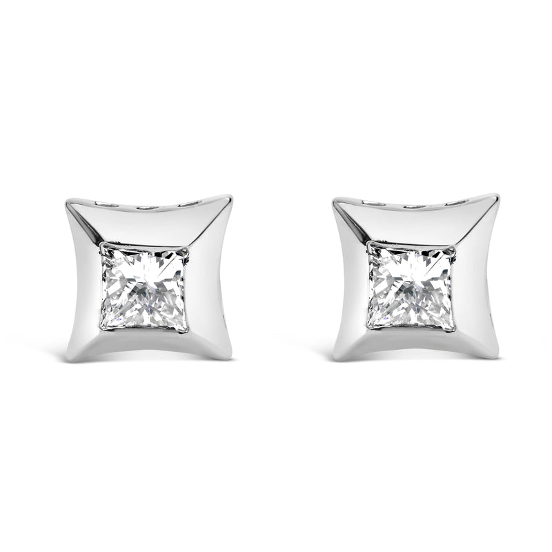 Bids.com 10K White Gold 1/2 Cttw Invisible Set Princess-Cut Diamond Stud Earrings (H-I Color, SI2-I1 Clarity) Earrings