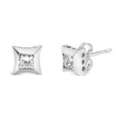 Bids.com 10K White Gold 1/2 Cttw Invisible Set Princess-Cut Diamond Stud Earrings (H-I Color, SI2-I1 Clarity) Earrings