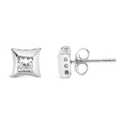 Bids.com 10K White Gold 1/2 Cttw Invisible Set Princess-Cut Diamond Stud Earrings (H-I Color, SI2-I1 Clarity) Earrings