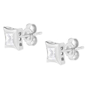 Bids.com 10K White Gold 1/2 Cttw Invisible Set Princess-Cut Diamond Stud Earrings (H-I Color, SI2-I1 Clarity) Earrings