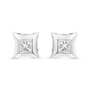 Bids.com 10K White Gold 1/3 Cttw Invisible Set Style Princess-Cut Diamond Stud Earrings (H-I Color, SI2-I1 Clarity) Earrings