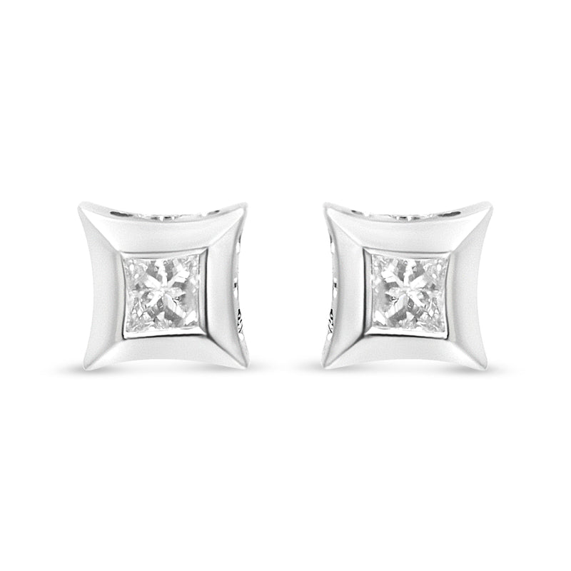 Bids.com 10K White Gold 1/3 Cttw Invisible Set Style Princess-Cut Diamond Stud Earrings (H-I Color, SI2-I1 Clarity) Earrings