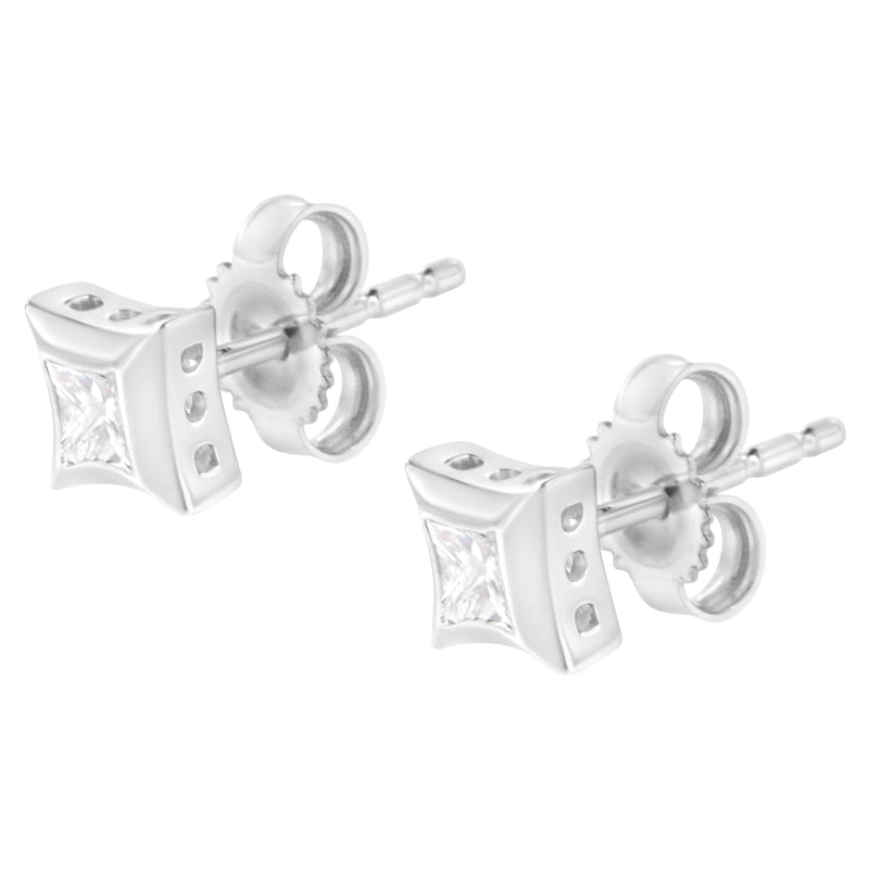 Bids.com 10K White Gold 1/3 Cttw Invisible Set Style Princess-Cut Diamond Stud Earrings (H-I Color, SI2-I1 Clarity) Earrings