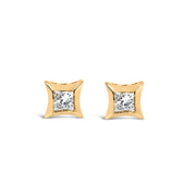 Bids.com 10K White Gold 1/5 Cttw Invisible Set Princess-Cut Diamond Stud Earrings (H-I Color, SI2-I1 Clarity) Earrings