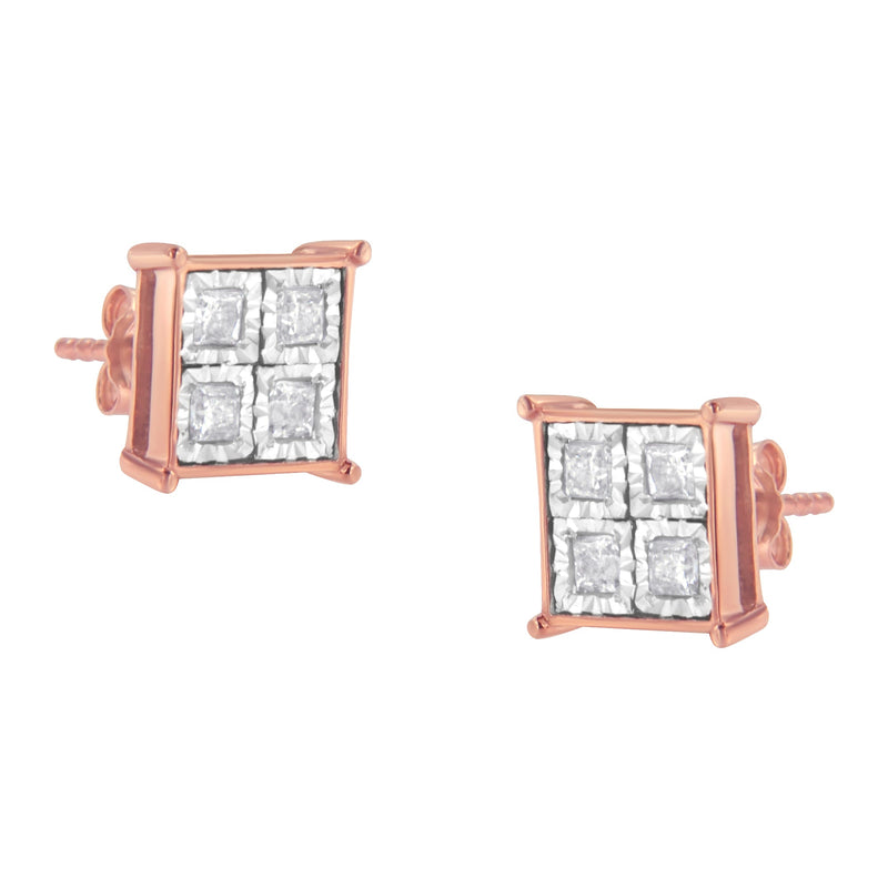Bids.com Rose Gold Plated Sterling Silver Diamond Composite Stud Earrings (3/4 cttw, J-K Color, I1-I2 Clarity) Earrings