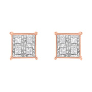 Bids.com Rose Gold Plated Sterling Silver Diamond Composite Stud Earrings (3/4 cttw, J-K Color, I1-I2 Clarity) Earrings