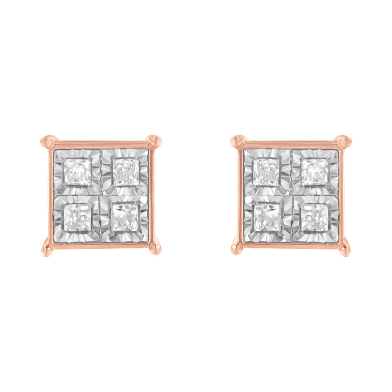 Bids.com Rose Gold Plated Sterling Silver Diamond Composite Stud Earrings (3/4 cttw, J-K Color, I1-I2 Clarity) Earrings