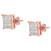 Bids.com Rose Gold Plated Sterling Silver Diamond Composite Stud Earrings (3/4 cttw, J-K Color, I1-I2 Clarity) Earrings
