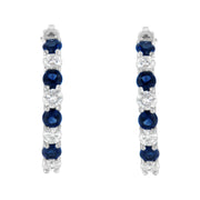 Bids.com 10K White Gold, Â½ Cttw Diamond, & Â½ Cttw Lab-Grown Blue Sapphire Leverback Hoop Earrings (H-I Color, I1-I2 Clarity) Earrings